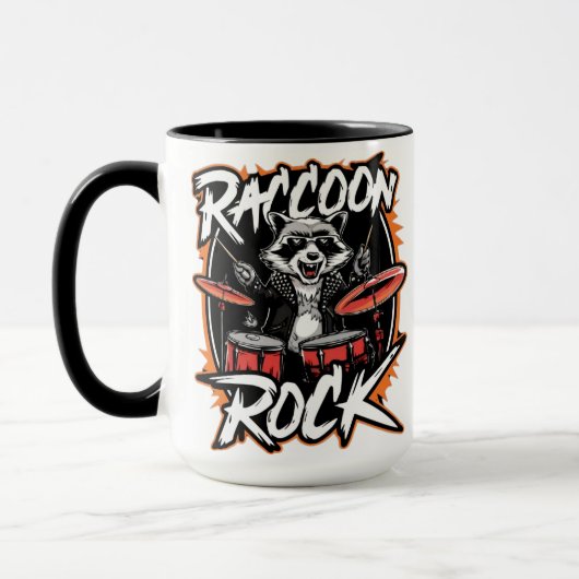Raccoon Rock Tシャツ – Raccoon Cowboyおもしろいデザイン マグカップ (左)