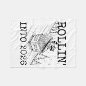 Raccoon Rolling Into 2026 Happy New Year 2026  フリースブランケット (正面(横))