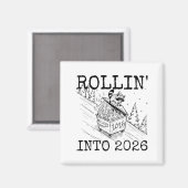 Raccoon Rolling Into 2026 Happy New Year 2026  マグネット (正面/裏面)