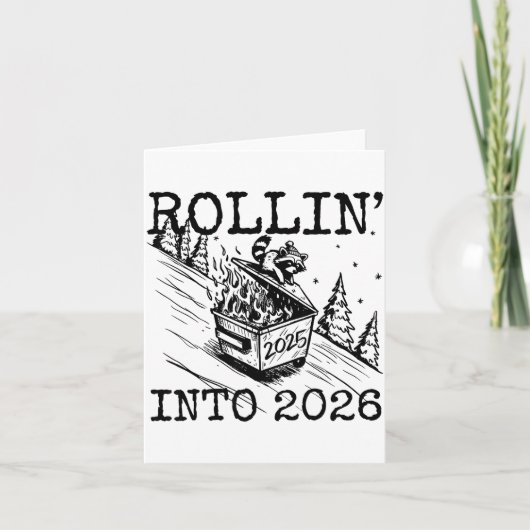 Raccoon Rolling Into 2026 Happy New Year 2026 Funn カード (正面)