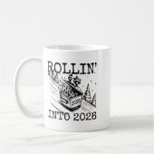 Raccoon Rolling Into 2026 Happy New Year 2026 Funn コーヒーマグカップ (左)