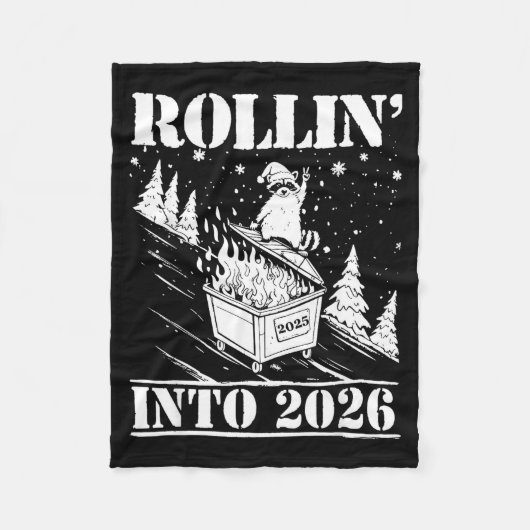Raccoon Rolling Into 2026 Happy New Year 2026 Funn フリースブランケット (正面)