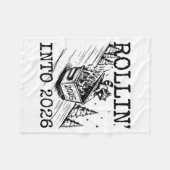 Raccoon Rolling Into 2026 Happy New Year 2026 Funn フリースブランケット (正面(横))