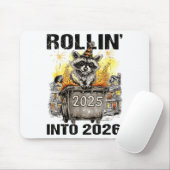 Raccoon Rolling Into 2026 Happy New Year 2026 Funn マウスパッド (マウス)