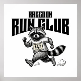 Raccoon Run Club Marathon Retro Trash Panda  ポスター