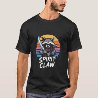 Raccoon Samurai Spirit Claw in Vivid Aura Tシャツ