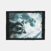 Raccoon Selfie With Tyrannosaurus T Rex Adventure  フリースブランケット (正面(横))