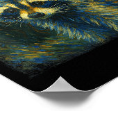 Raccoon Starry Night Van Gogh Post-impressionist N ポスター (角)