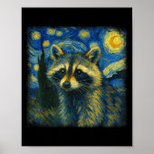 Raccoon Starry Night Van Gogh Post-impressionist N ポスター (正面)