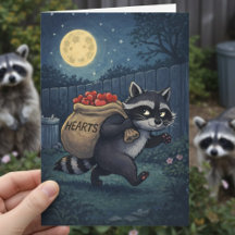 Raccoon Stealing Hearts sweet valentines