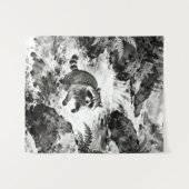 Raccoon Stream Tapestry | Forest Wildlife Art  タペストリー (正面(横))