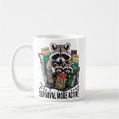 Raccoon Survival Mode Active Mug - Funny Coffee Ad コーヒーマグカップ (左)