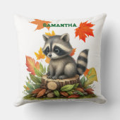  Raccoon Throw Pillow Autumn Raccoon Pillow Cover クッション (裏面)