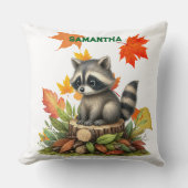  Raccoon Throw Pillow Autumn Raccoon Pillow Cover クッション (正面)