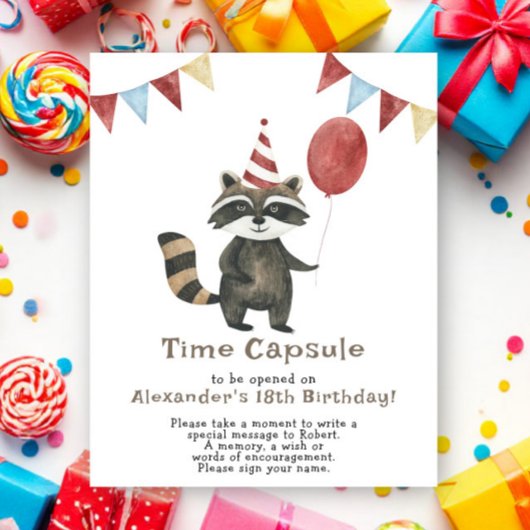 Raccoon Time Capsule 1st birthday ポスター