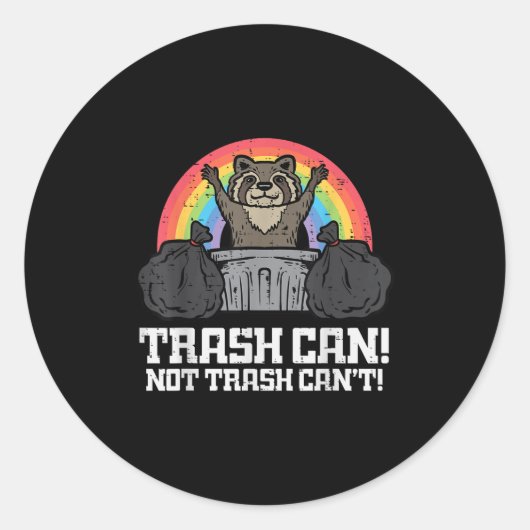 Raccoon Trash Can Not Cant Funny Street Cat Men Wo ラウンドシール (正面)