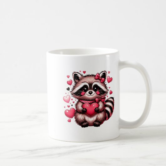 Raccoon Valentine Hearts  コーヒーマグカップ (右)