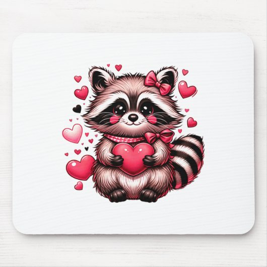 Raccoon Valentine Hearts  マウスパッド (正面)