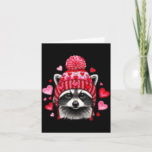 Raccoon Valentines Day Funny Feral Raccoon Love He カード (正面)