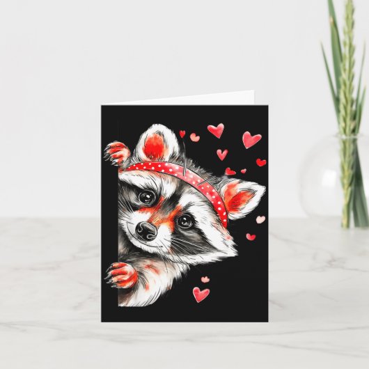 Raccoon Valentines Day Funny Feral Raccoon Love He カード (正面)