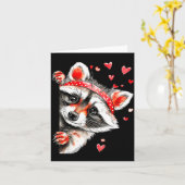 Raccoon Valentines Day Funny Feral Raccoon Love He カード (黄色い花)