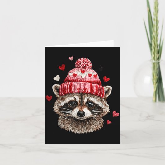 Raccoon Valentines Day Funny Feral Raccoon Love He カード (正面)