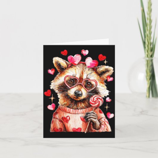 Raccoon Valentines Day Funny Feral Raccoon Love He カード (正面)