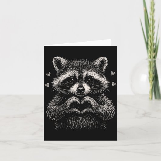 Raccoon Valentines Day Funny Feral Raccoon Love He カード (正面)