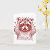 Raccoon Valentines Day Funny Feral Raccoon Love He カード (黄色い花)