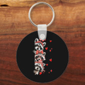 Raccoon Valentines Day Funny Feral Raccoon Love He キーホルダー (正面)