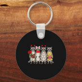 Raccoon Valentines Day Funny Feral Raccoon Love He キーホルダー (正面)