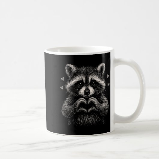 Raccoon Valentines Day Funny Feral Raccoon Love He コーヒーマグカップ (右)