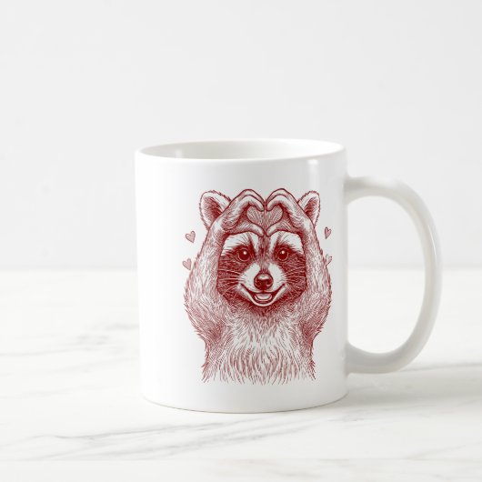 Raccoon Valentines Day Funny Feral Raccoon Love He コーヒーマグカップ (右)