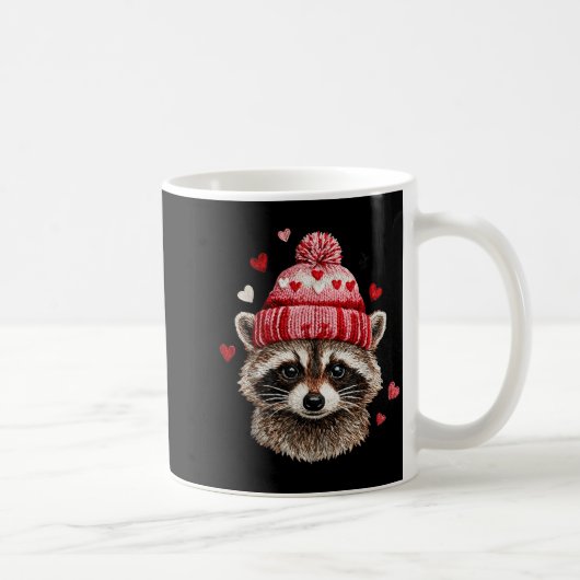 Raccoon Valentines Day Funny Feral Raccoon Love He コーヒーマグカップ (右)