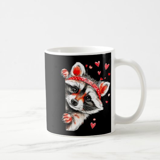 Raccoon Valentines Day Funny Feral Raccoon Love He コーヒーマグカップ (右)