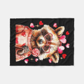 Raccoon Valentines Day Funny Feral Raccoon Love He フリースブランケット (正面(横))