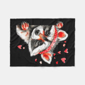 Raccoon Valentines Day Funny Feral Raccoon Love He フリースブランケット (正面(横))