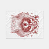 Raccoon Valentines Day Funny Feral Raccoon Love He フリースブランケット (正面(横))