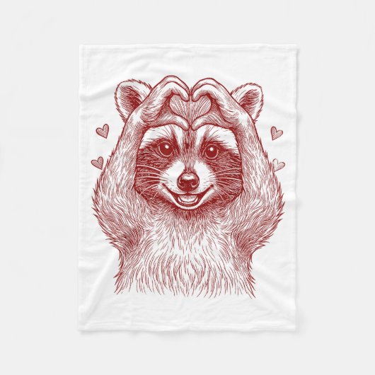 Raccoon Valentines Day Funny Feral Raccoon Love He フリースブランケット (正面)