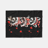 Raccoon Valentines Day Funny Feral Raccoon Love He フリースブランケット (正面(横))