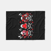 Raccoon Valentines Day Funny Feral Raccoon Love He フリースブランケット (正面(横))