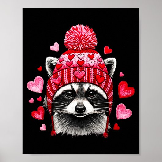 Raccoon Valentines Day Funny Feral Raccoon Love He ポスター (正面)