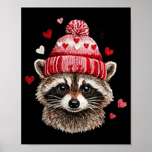 Raccoon Valentines Day Funny Feral Raccoon Love He ポスター (正面)