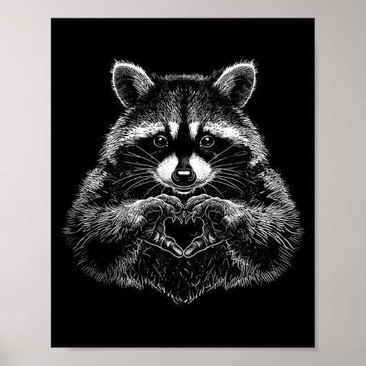 Raccoon Valentines Day Funny Feral Raccoon Love He ポスター (正面)