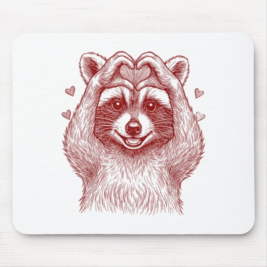 Raccoon Valentines Day Funny Feral Raccoon Love He マウスパッド (正面)