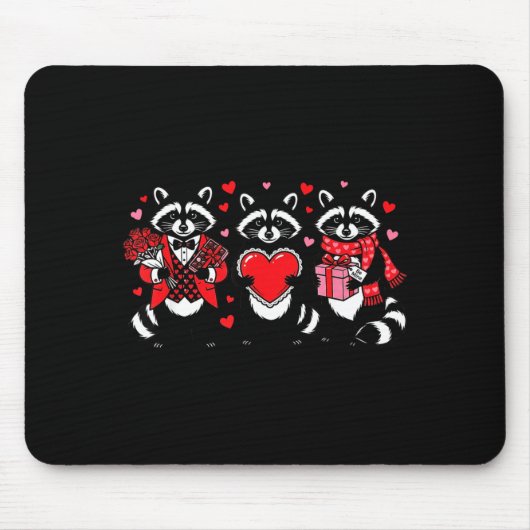 Raccoon Valentines Day Funny Feral Raccoon Love He マウスパッド (正面)