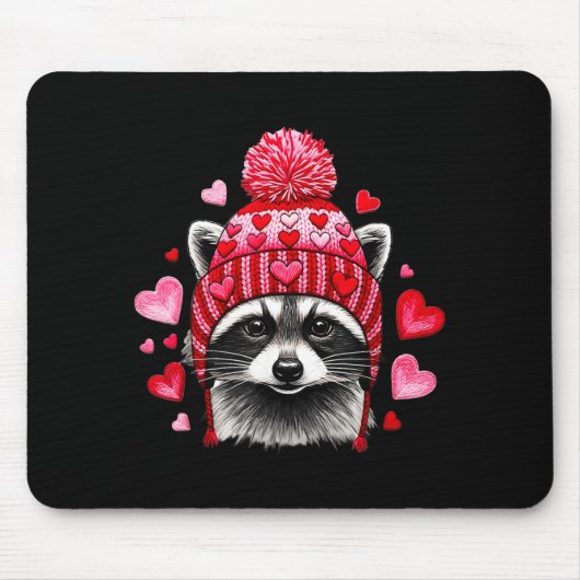 Raccoon Valentines Day Funny Feral Raccoon Love He マウスパッド (正面)