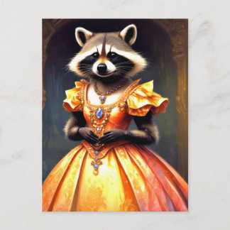 Raccoon Wearing Evening Gown ポストカード