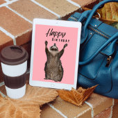 Raccoon Whimsy：ピンクのハッピーバースデーカード シーズンカード