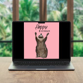 Raccoon Whimsy：ピンクのハッピーバースデーカード シーズンカード